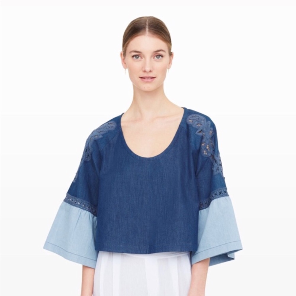 Club Monaco Denim and Blue Top